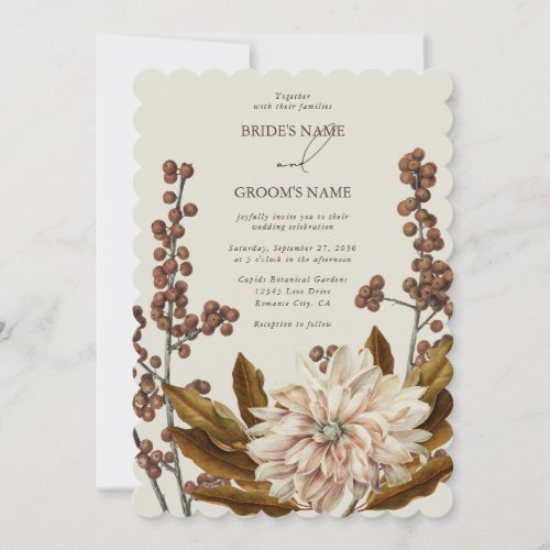 Autumn Floral Earthy Tones Watercolor Fall Wedding Invitation