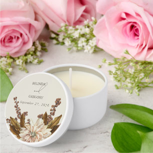 Autumn Floral Earthy Tones Watercolor Fall Wedding Mini Candle Favors