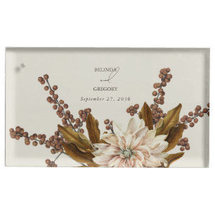 Autumn Floral Earthy Tones Watercolor Fall Wedding Place Card Holder