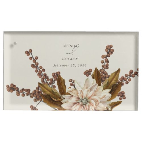 Autumn Floral Earthy Tones Watercolor Fall Wedding Place Card Holder
