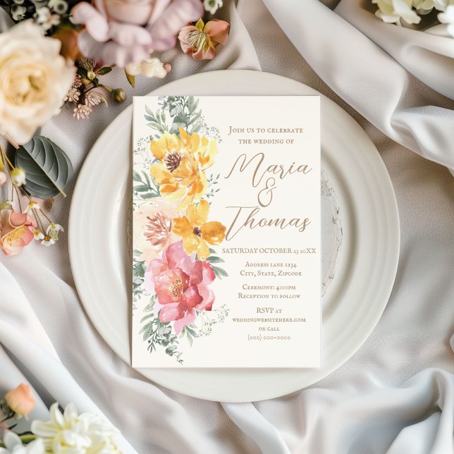 Autumn Floral Elegant Flower Wedding Invitation  (Creator Uploaded)