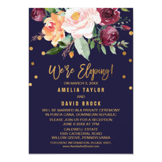 Autumn Floral Elopement Reception Invitation