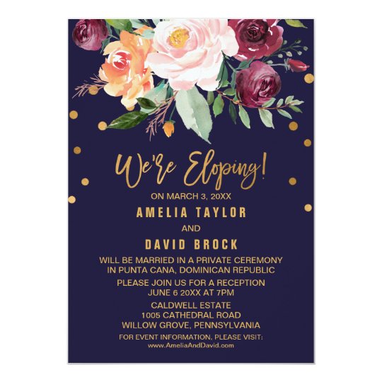 autumn floral elopement reception invitation zazzle com