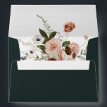 Autumn Floral Emerald Green Return Address Envelope<br><div class="desc">Chic solid color emerald forest green 5x7 envelope with return address on back flap. Envelope is lined with elegant watercolor earth tone Autumn botanical floral and foliage bouquet.</div>