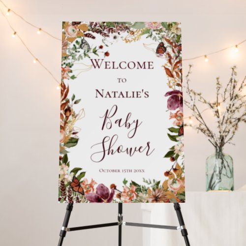 Autumn Floral Fall Baby Shower Welcome Foam Board