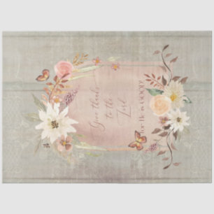 Autumn Floral Fall Give Thanks Gray Decoupage Tissue Paper