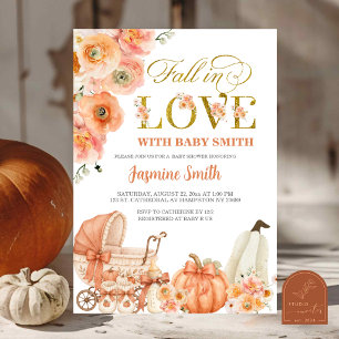 Autumn Floral Fall in Love Baby Shower Invitation