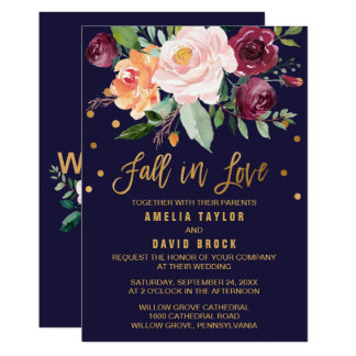 Autumn Floral | Fall In Love Wedding Card
