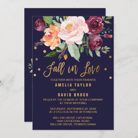 Autumn Floral | Fall In Love Wedding Invitation