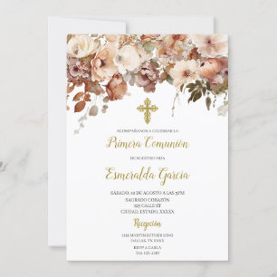Autumn floral first comunion Invitation