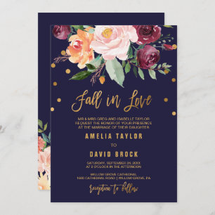 Autumn Floral Formal Fall In Love   Detail Wedding Invitation