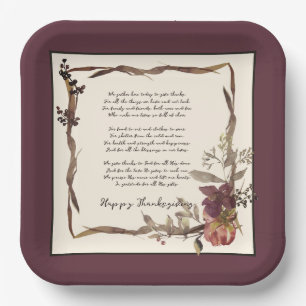 Autumn floral frame with text paper plates