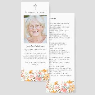 Autumn Floral Funeral Prayer Card Bookmark