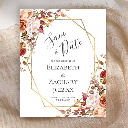 Autumn Floral Geometric Fall Wedding Save the Date