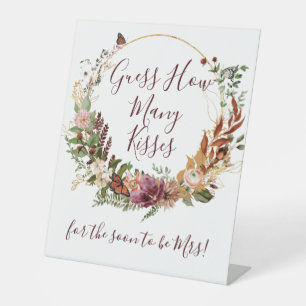 Autumn Floral Guess How Many Kisses Pedestal Sign