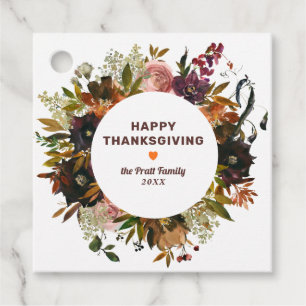 Autumn Floral Happy Thanksgiving Favor Tags