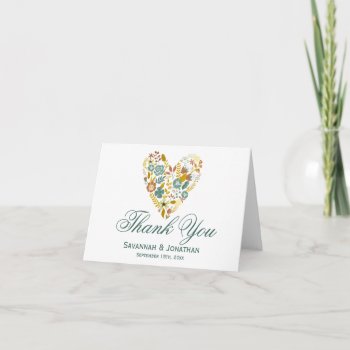 Autumn Floral Heart Fall Wedding Thank You Cards by WillowTreePrints at Zazzle