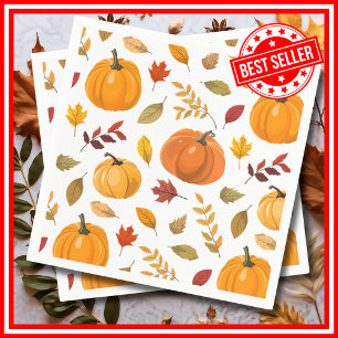 Autumn Floral Little Pumpkin Baby Shower Elegant Napkins