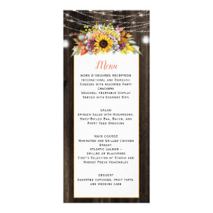 Autumn Floral Mason Jar String Lights Wedding Menu