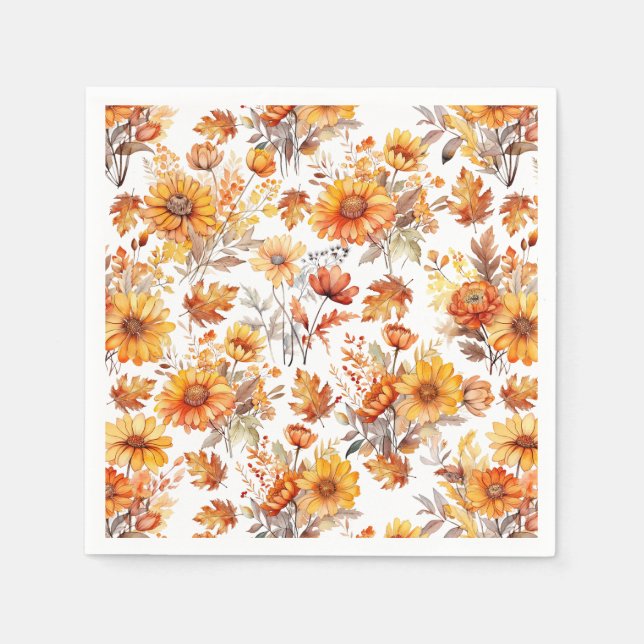 Autumn Floral Pattern B01 Napkins (Front)