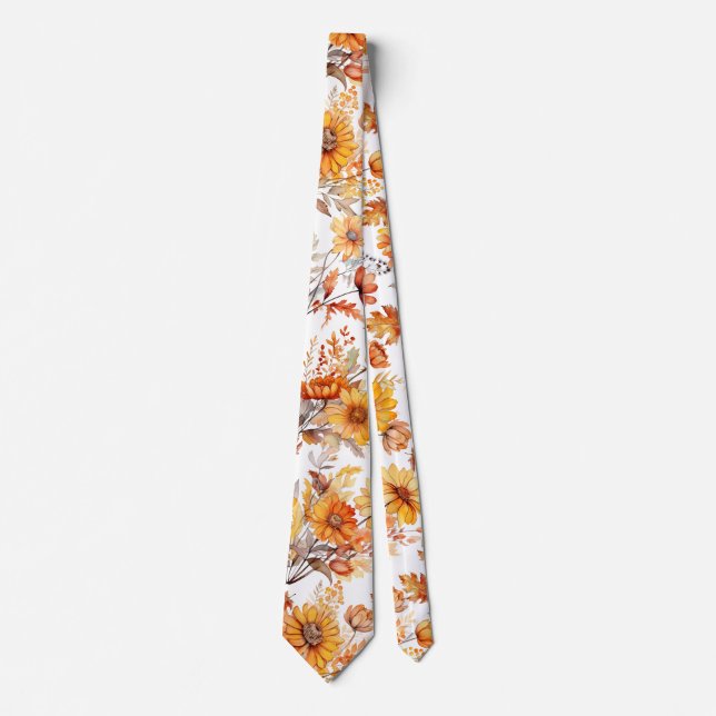 Autumn Floral Pattern B01 Neck Tie (Front)