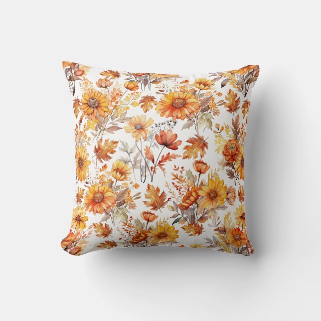 Autumn Floral Pattern B01 Throw Pillow (Front)