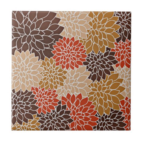 Autumn Floral Pattern Ceramic Tile