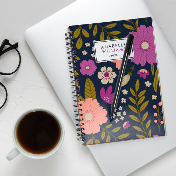 Autumn Floral Pattern Personalized Planner by heartlocked at Zazzle