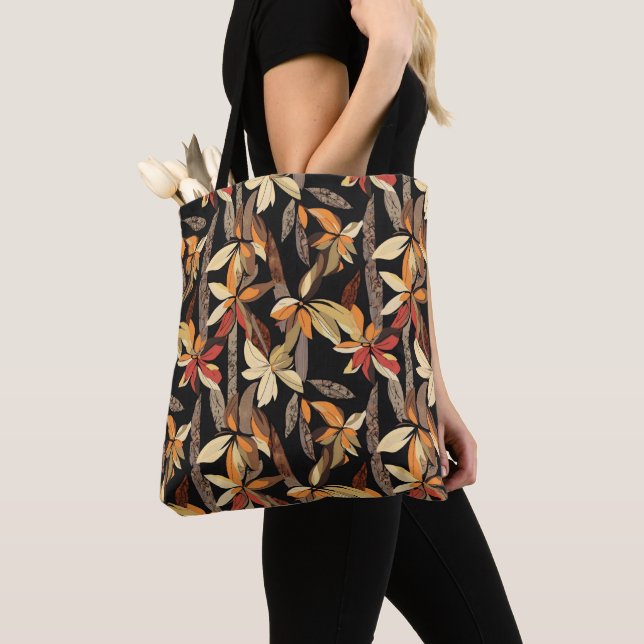 Autumn Floral Pattern Tote Bag (Close Up)