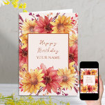 Autumn Floral Personalized Birthday Card<br><div class="desc">Autumn floral birthday card which you can personalize with a name or relation on the front and your custom message inside. Watercolor design with flowers and fall foliage in warm seasonal colors and lettered with handwritten script and classic typography.</div>