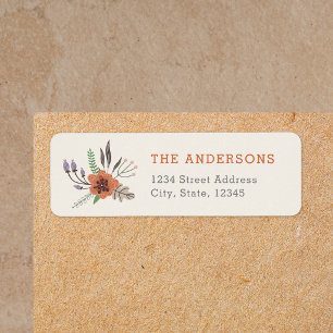 Autumn Floral Personalized Family Return Address Label