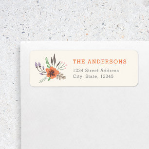 Autumn Floral Personalized Family Return Address Label