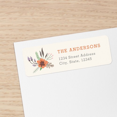 Autumn Floral Personalized Family Return Address Label