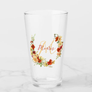 Autumn floral personalized glass