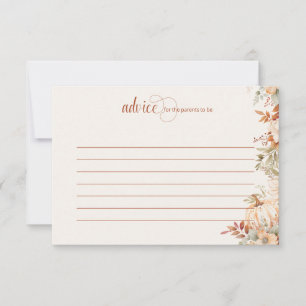 Autumn Floral Pumpkin Baby Shower Advice Card