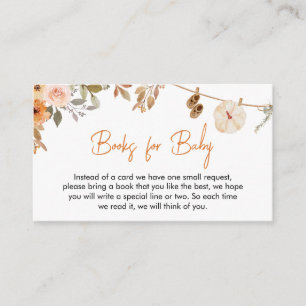 Autumn Floral Pumpkin Baby Shower Books for Baby Enclosure Card