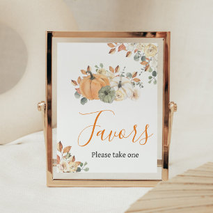 Autumn Floral Pumpkin Baby Shower Favors Poster