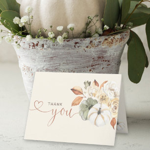 Autumn Floral Pumpkin Baby Shower Letterpress Thank You Card