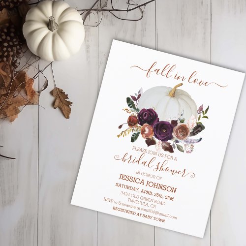 Autumn Floral Pumpkin Boho Bridal Shower Budget 