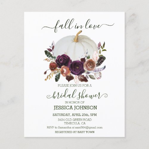 Autumn Floral Pumpkin Boho Bridal Shower Budget 