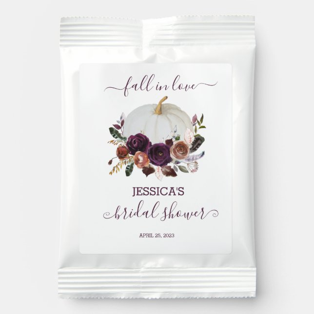 Autumn Floral Pumpkin Boho Bridal Shower  Margarita Drink Mix (Front)