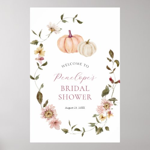 Autumn Floral Pumpkin Bridal Shower Poster