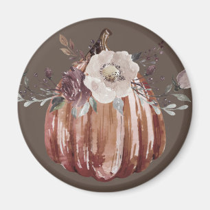 Autumn floral pumpkin brown, terracotta, plumb  magnet