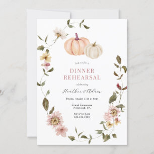 Autumn Floral Pumpkin Rehearsal Dinner Invitation