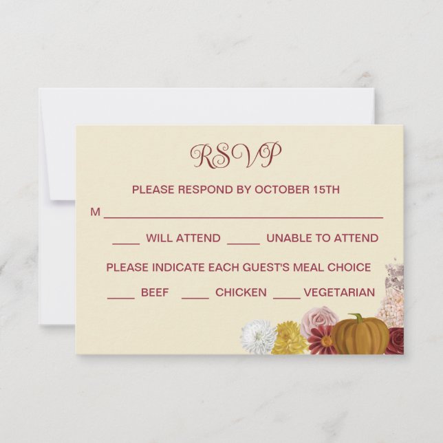 Autumn Floral Pumpkin RSVP Card             (Front)