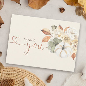 Autumn Floral Pumpkin Thank You Card