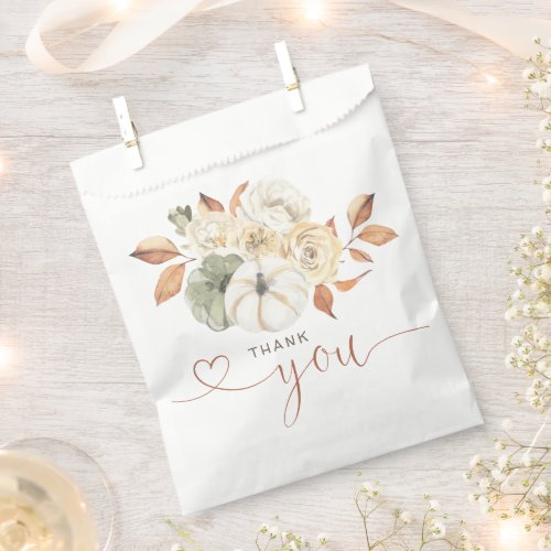 Autumn Floral Pumpkin Thank You Favor Bag