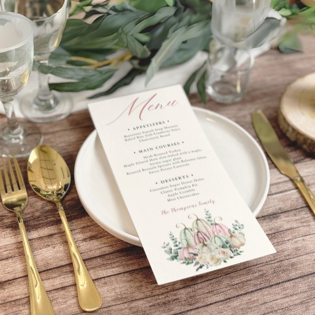 Autumn Floral Pumpkin Thanksgiving Dinner Menu (Creator Uploaded)