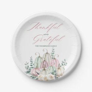 Autumn Floral Pumpkin Thanksgiving Paper Plates