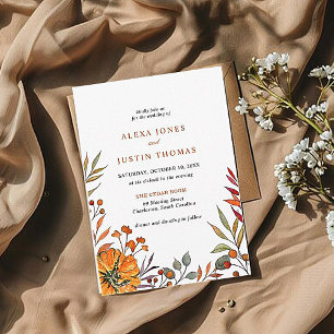 Autumn floral pumpkin Wedding invitation